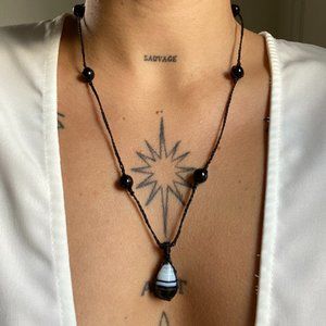 Collier artisanal fait à la main - Jaspe noir & blanc